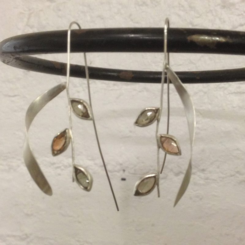 Andalusite leaf earrings